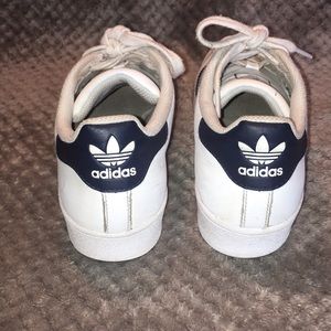 adidas superstar with blue stripes